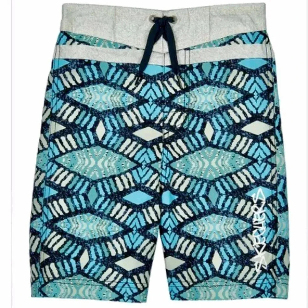 NWT - SKECHERS Board Shorts/ Swim Trunks - Teal & White - Sz 16 - Picture 2 of 8